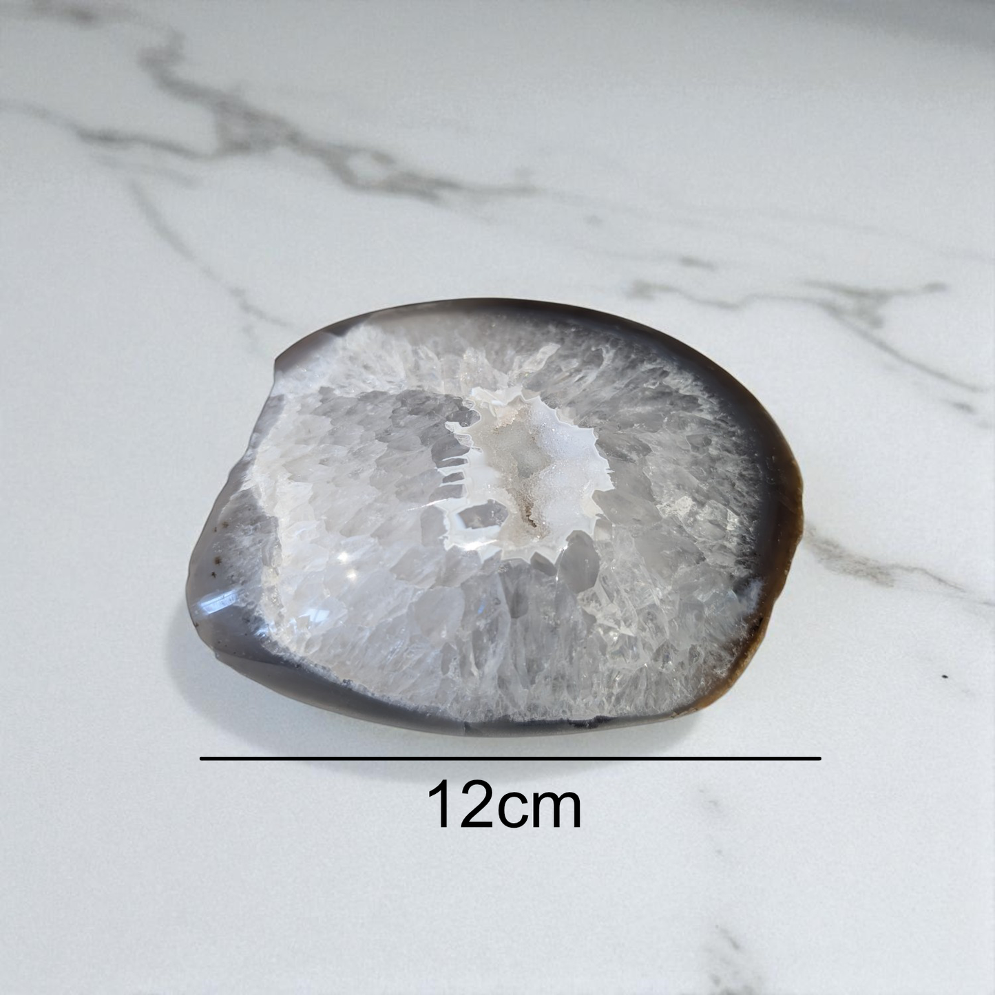 Agate- 12cm x 5cm on marble top with size