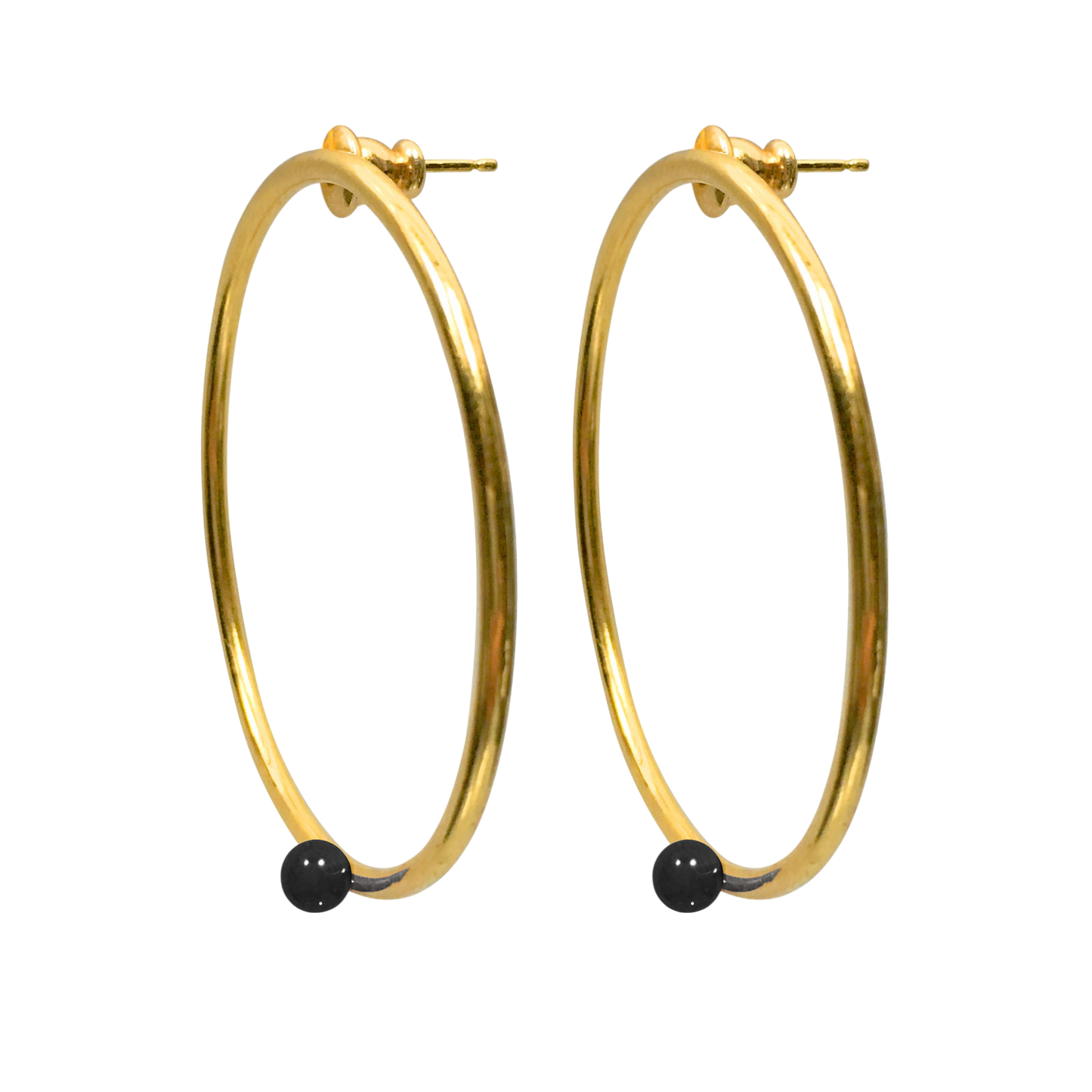 Black Onyx Hoop Earrings side