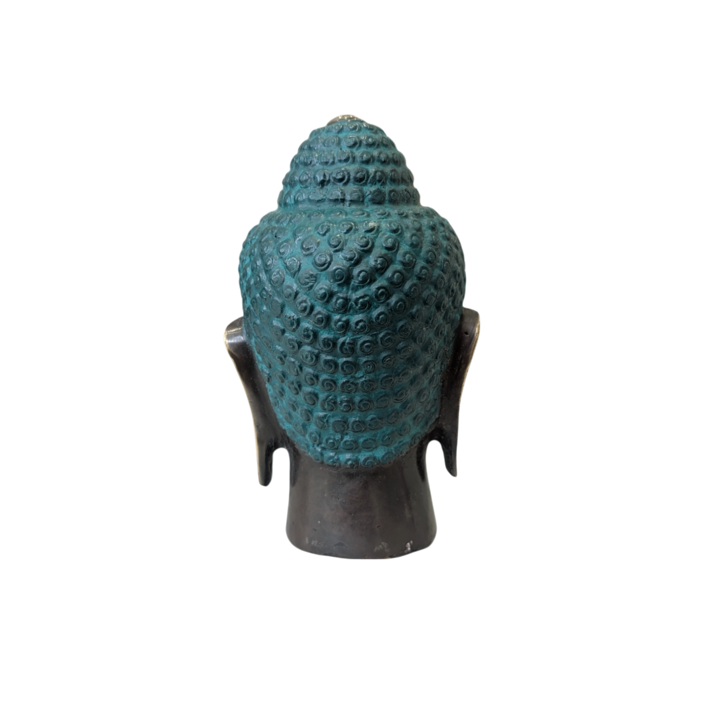Brass Buddha head - 14cm tall