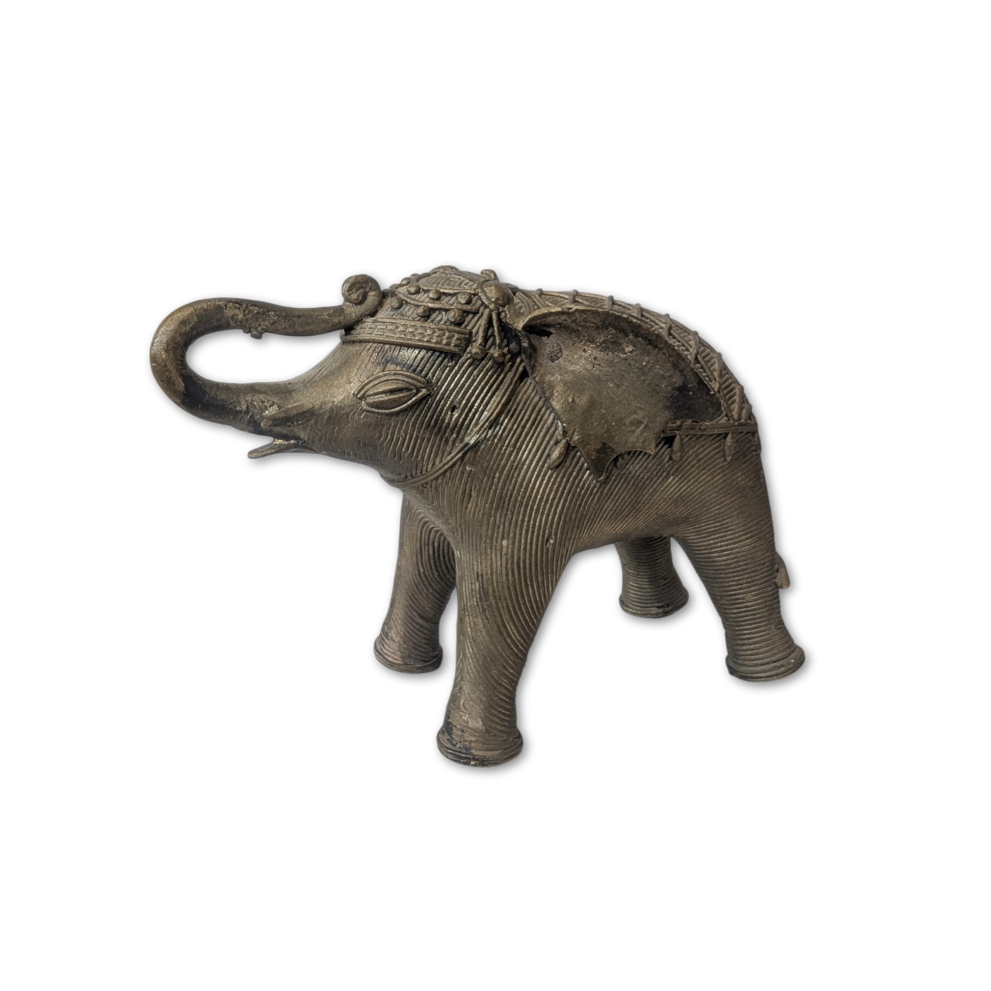 Aged Brass Dokra Elephant Figurine from India
