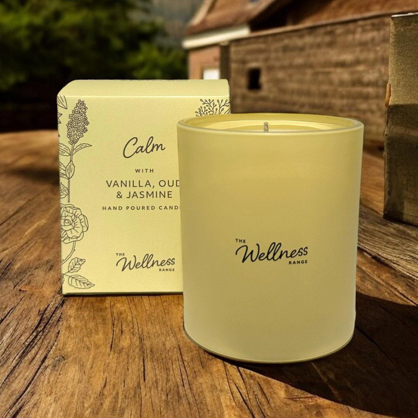 Calm Wellness Glass Candle with Vanilla, Oud & Jasmine