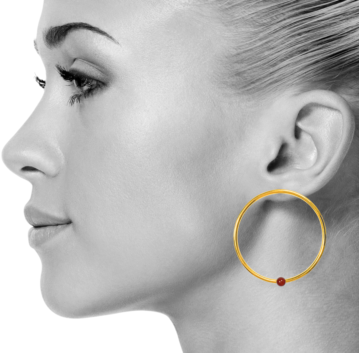 Carnelian Hoop Earring on model
