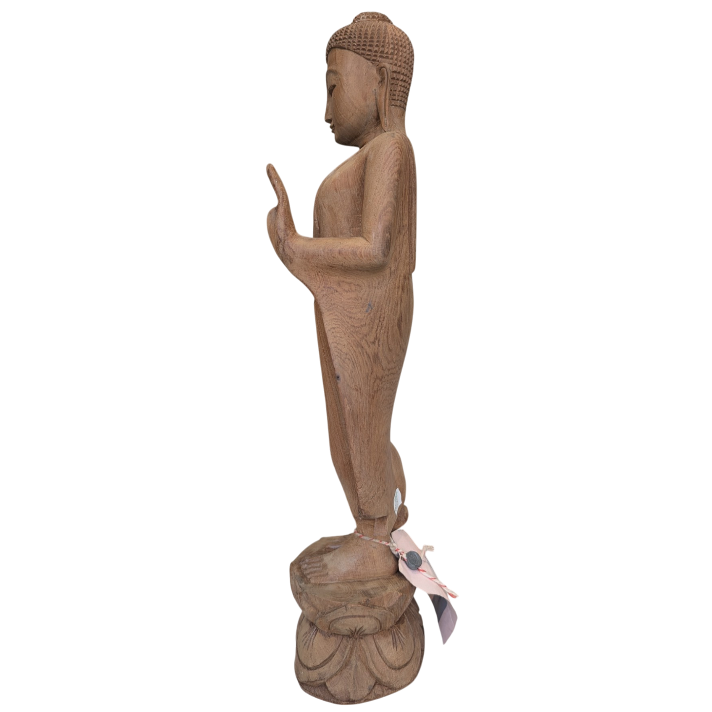 Carved teak wood buddha statue side 1