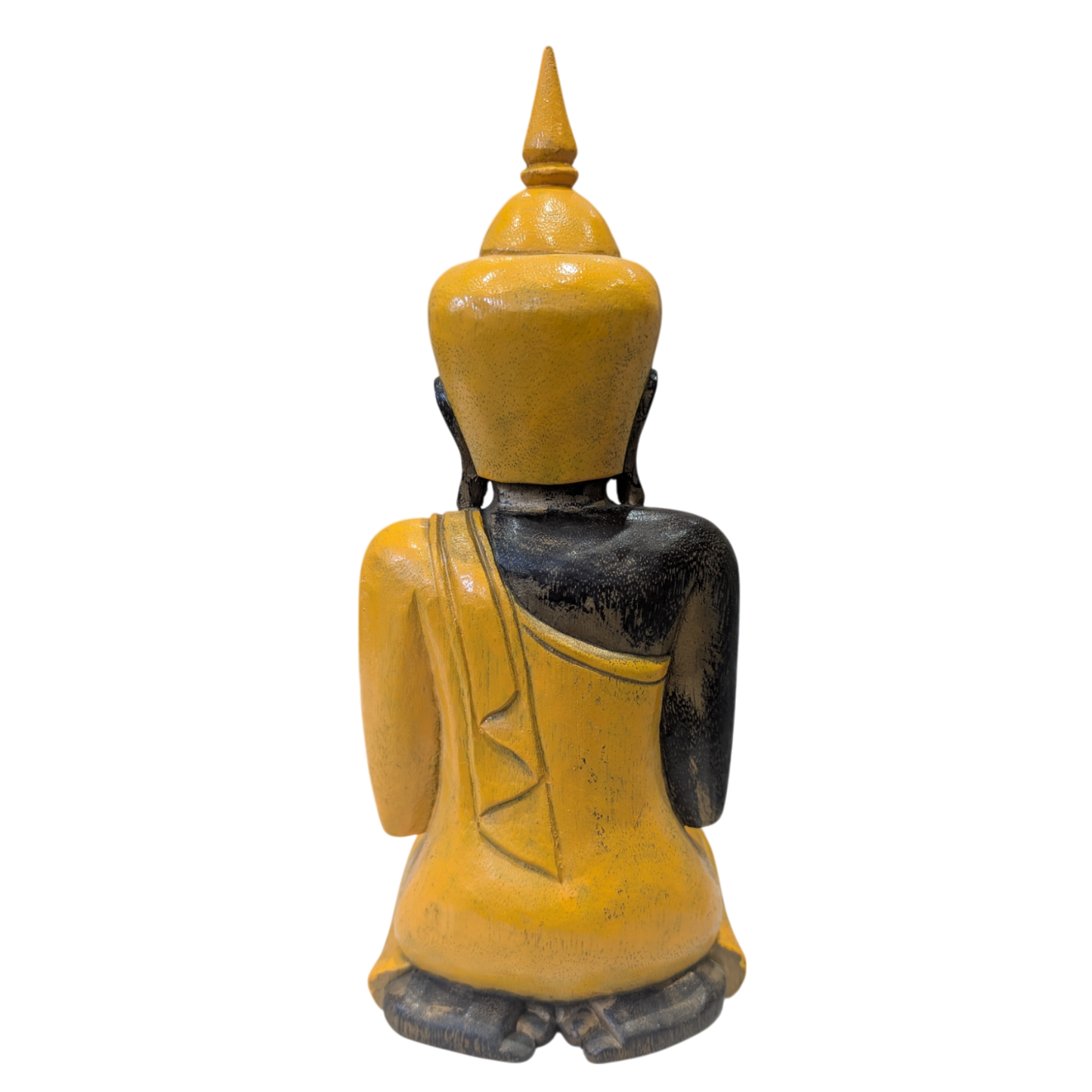 Carved wooden buddha yellow back