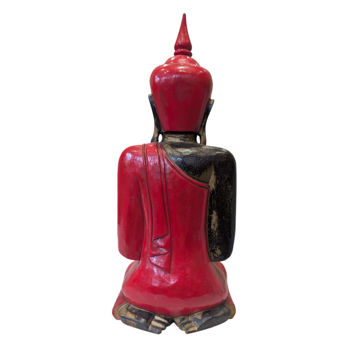 Carved wooden buddha red back