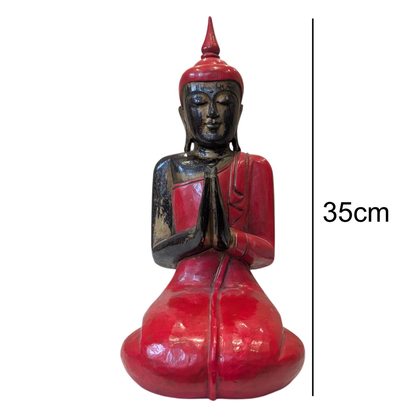 Carved wooden buddha read front
