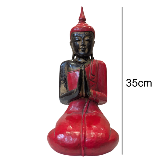 Carved wooden buddha read front