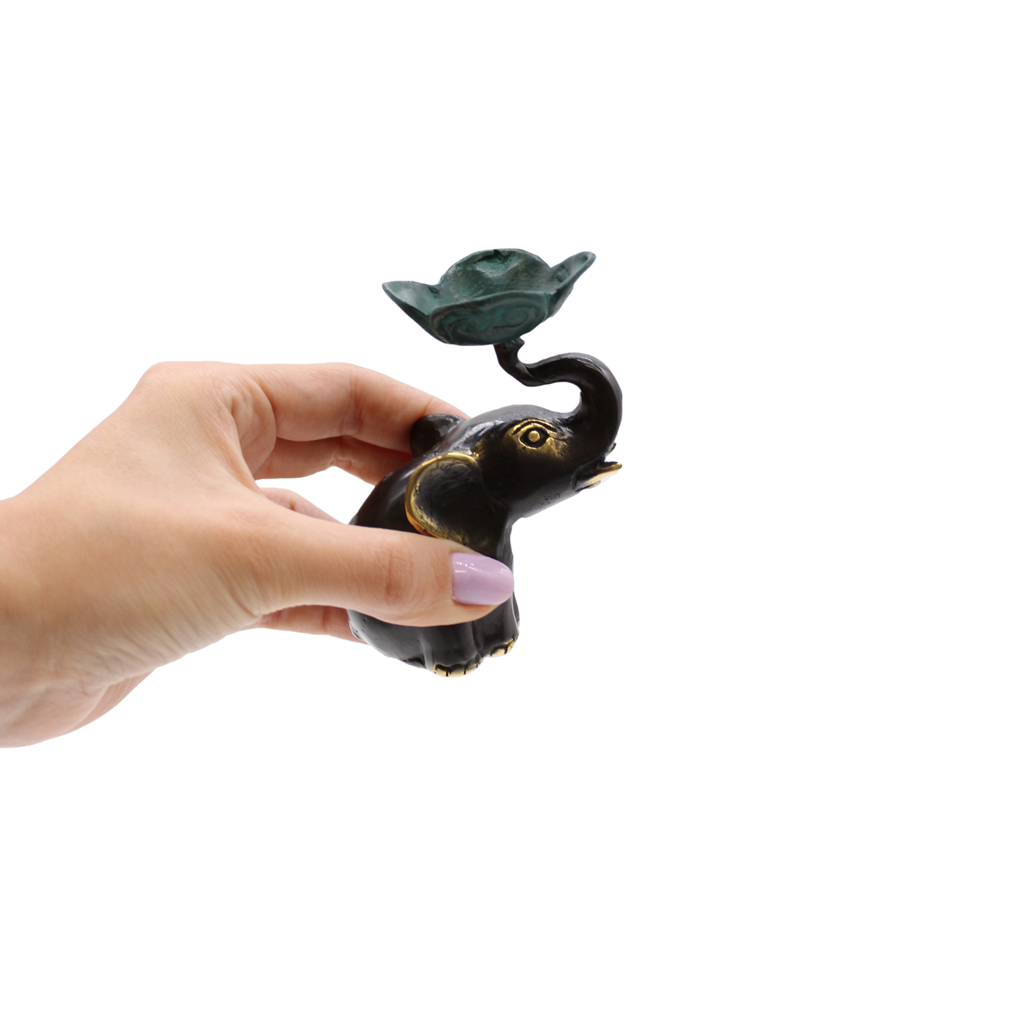 Small Brass Elephant Cone Incense Holder