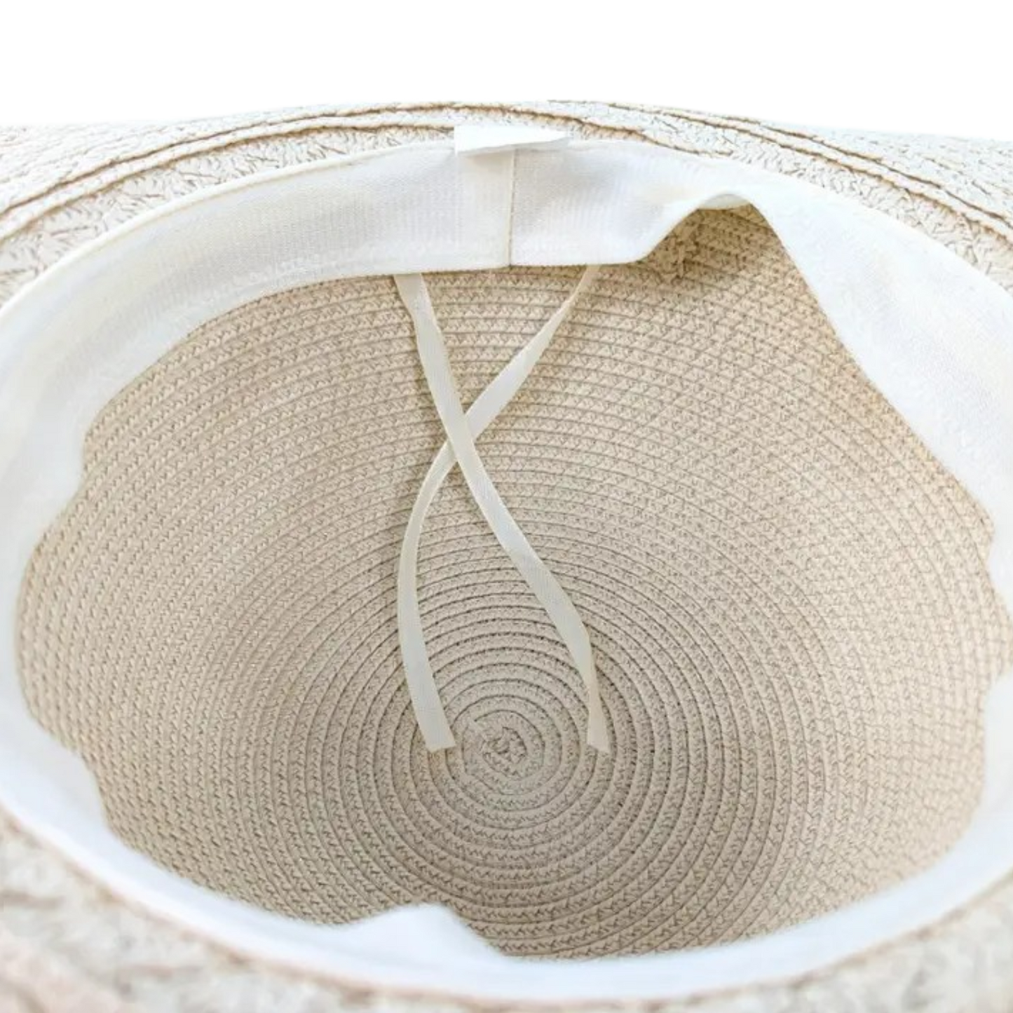 Folding Wide Brim Travel Sun Hat - Pink Beaded Band (57cm) inside