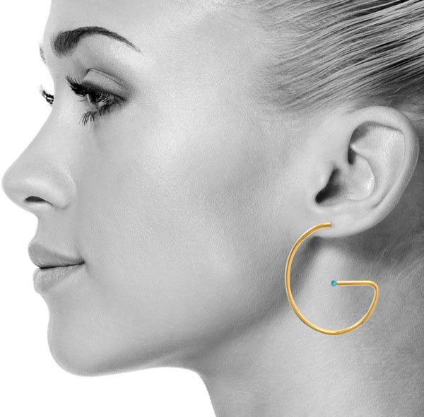G Earrings with Turquoise - Handmade
