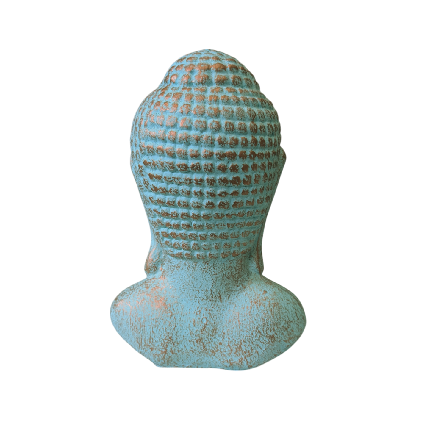Concrete Buddha head with Green Copper Patina - 18cm Tall