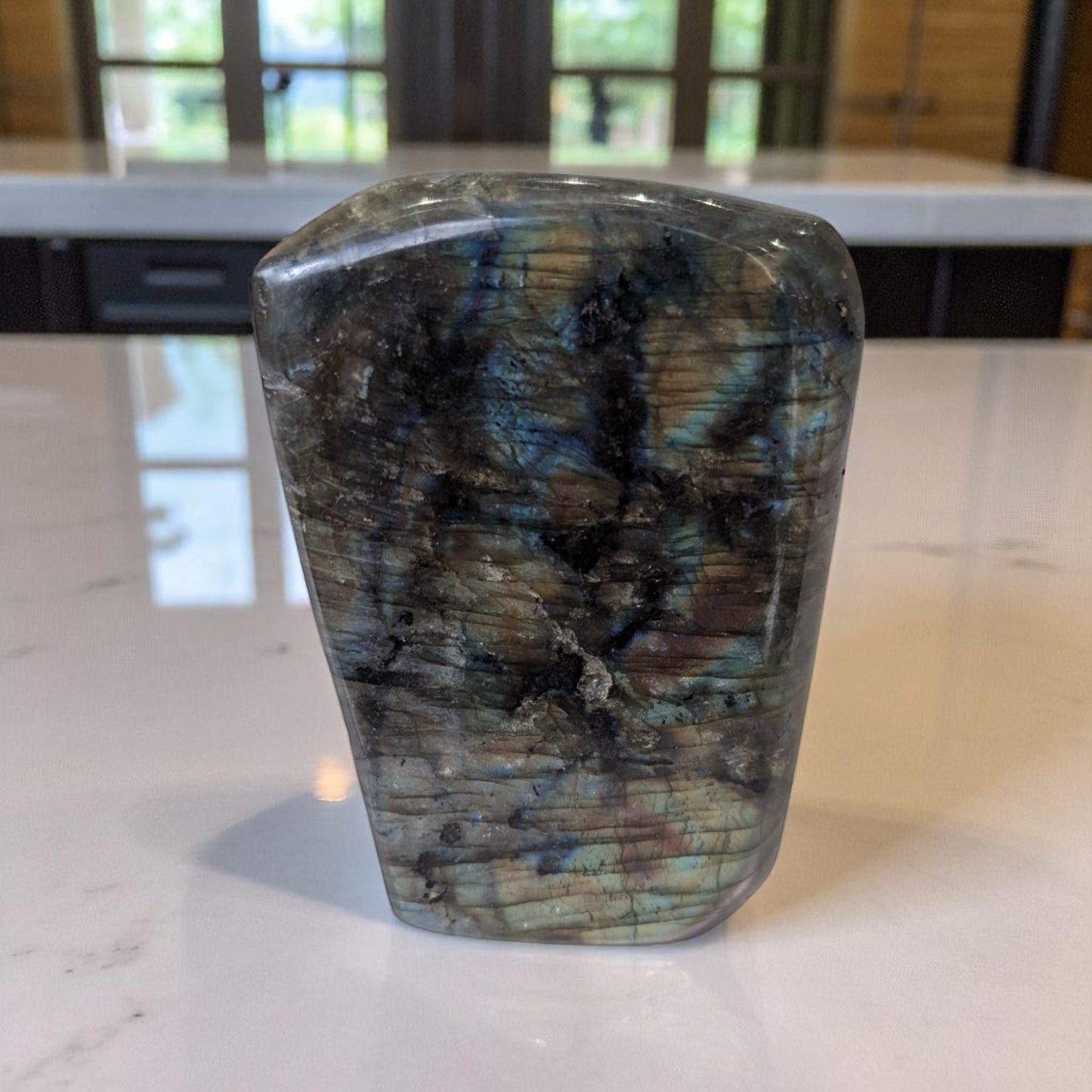 Labradorite 11cm Tall on marble 4