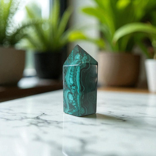 Malachite on marble top