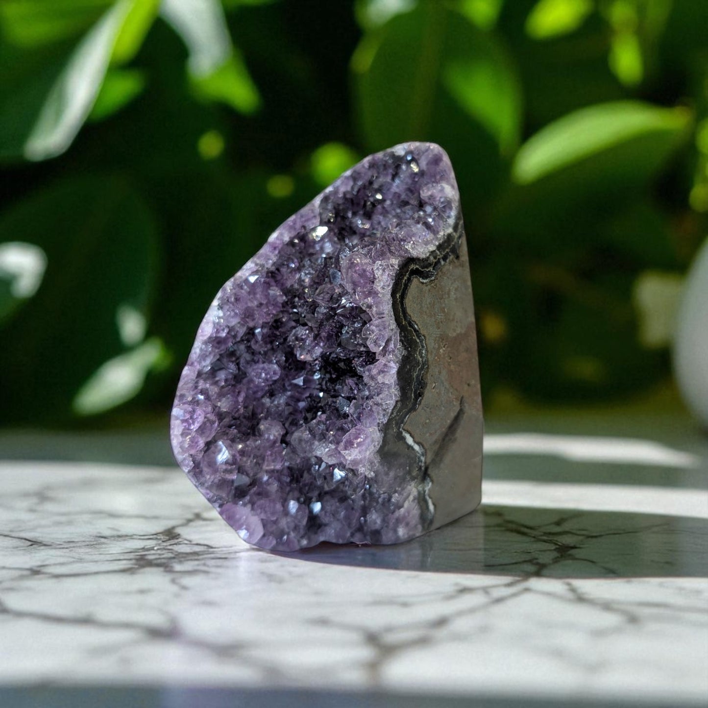 Amethyst - 12cm x 7cm on white marble 1