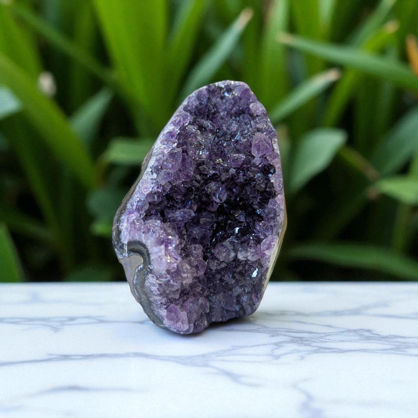 Amethyst - 12cm x 7cm on white marble 3
