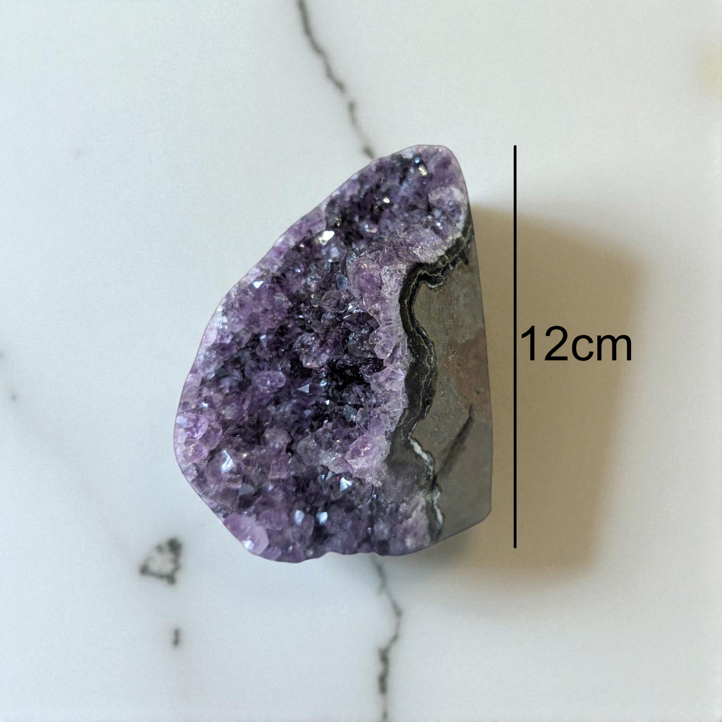 Amethyst - 12cm x 7cm on white marble 2
