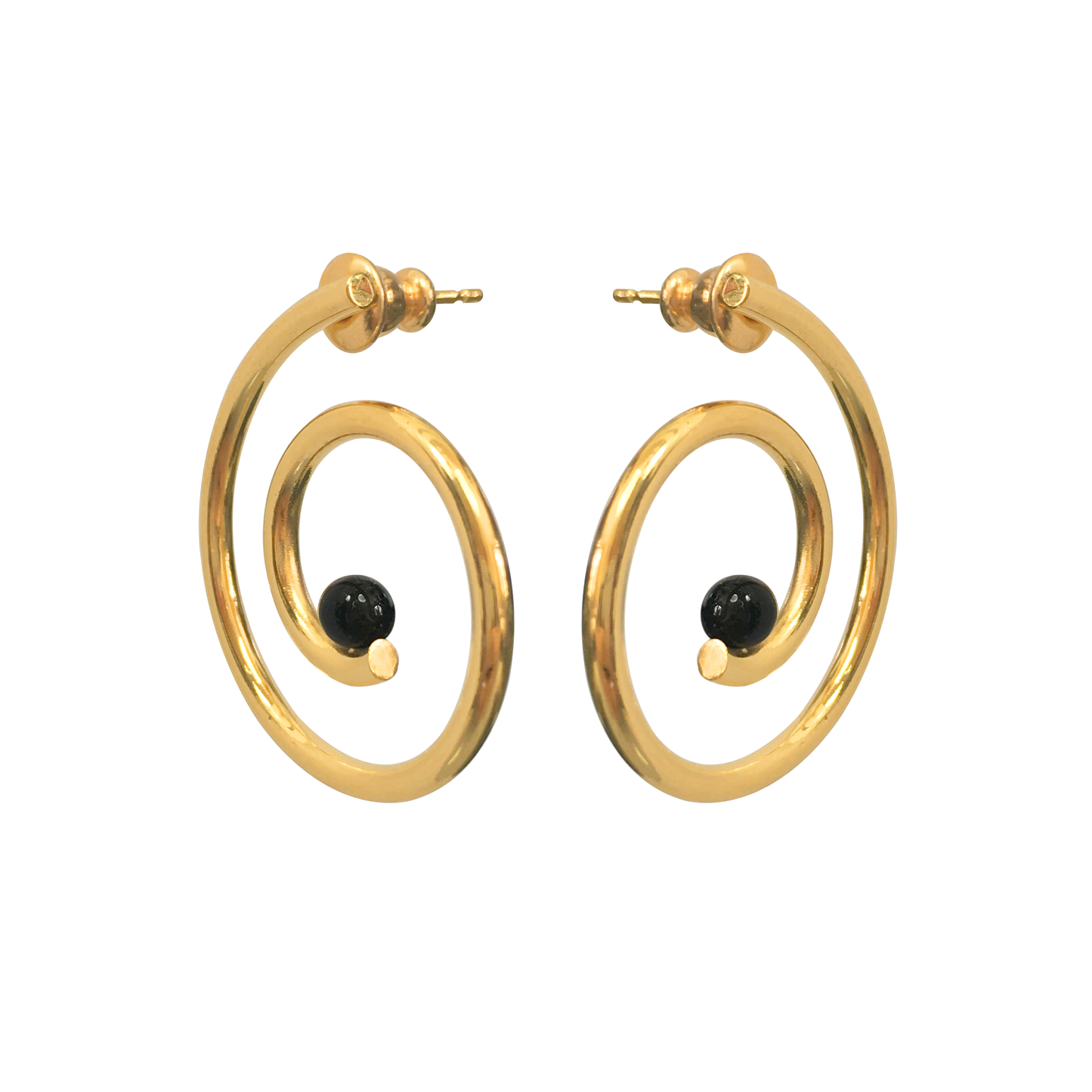 Handmade Nautilus Black Onyx Earrings side