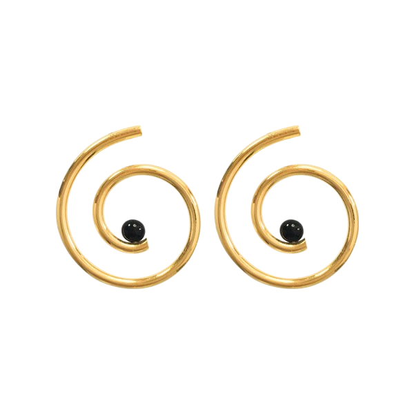 Handmade Nautilus Black Onyx Earrings