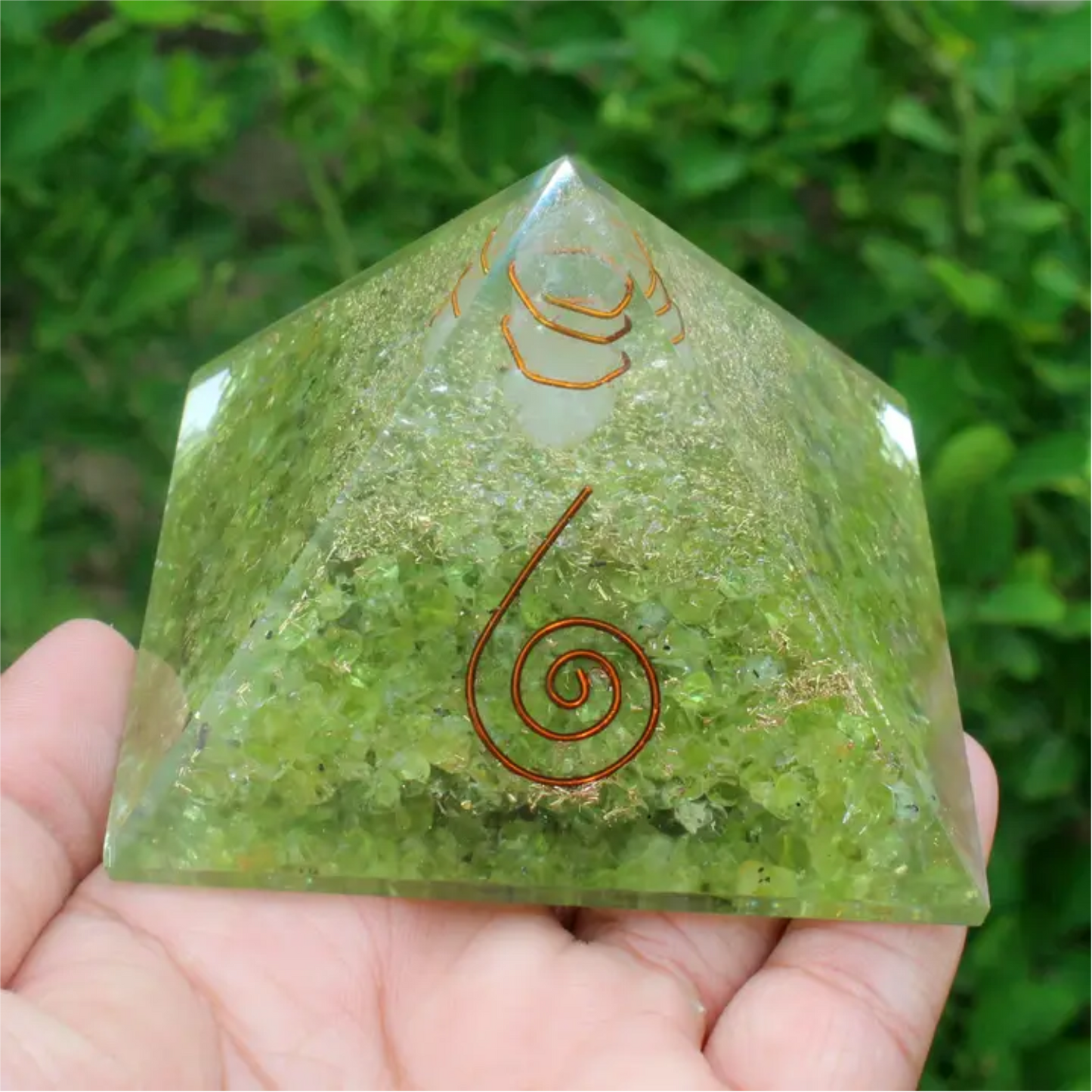 Peridot Orgonite Pyramid