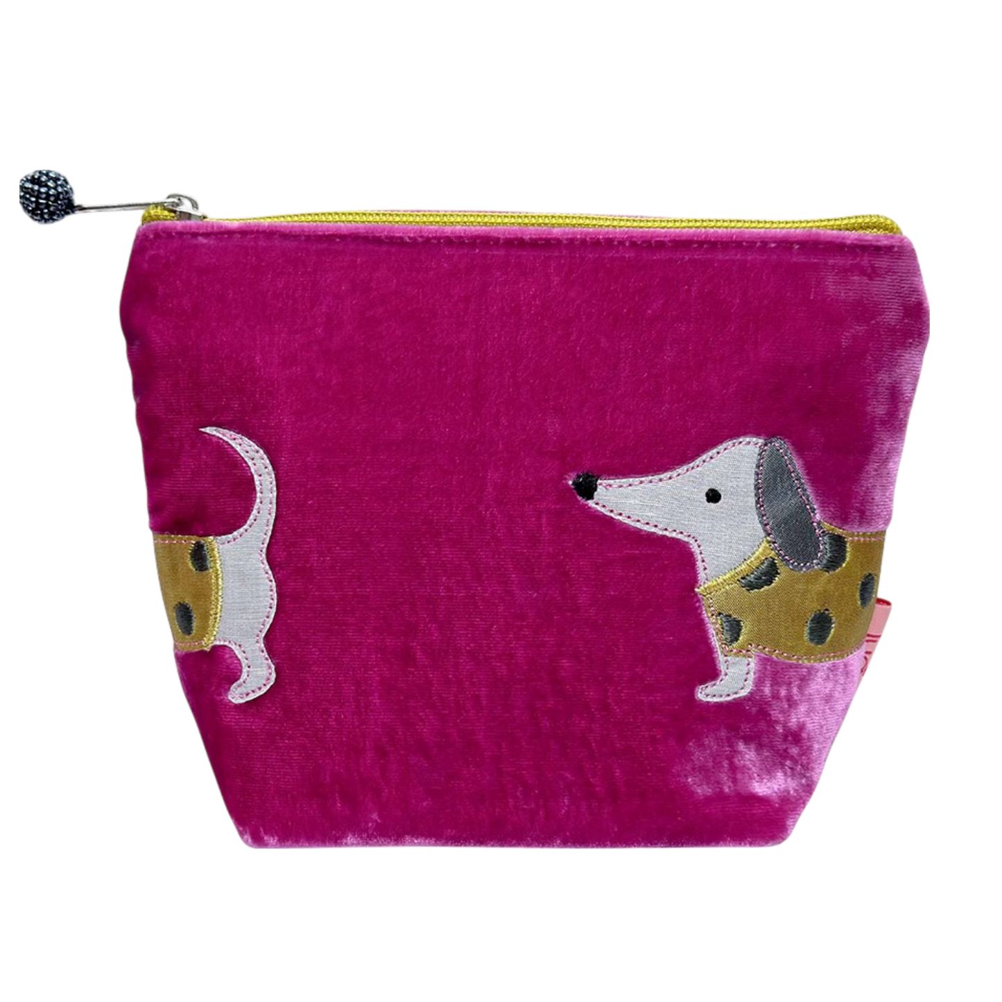 Velvet Dachshund Cosmetic Purse 19cm x 14cm