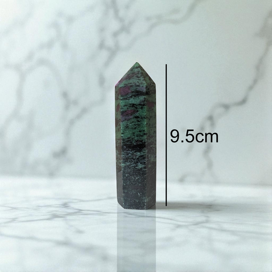 Ruby Zoisite Obelisk - 9.5cm x 2.3cm with size