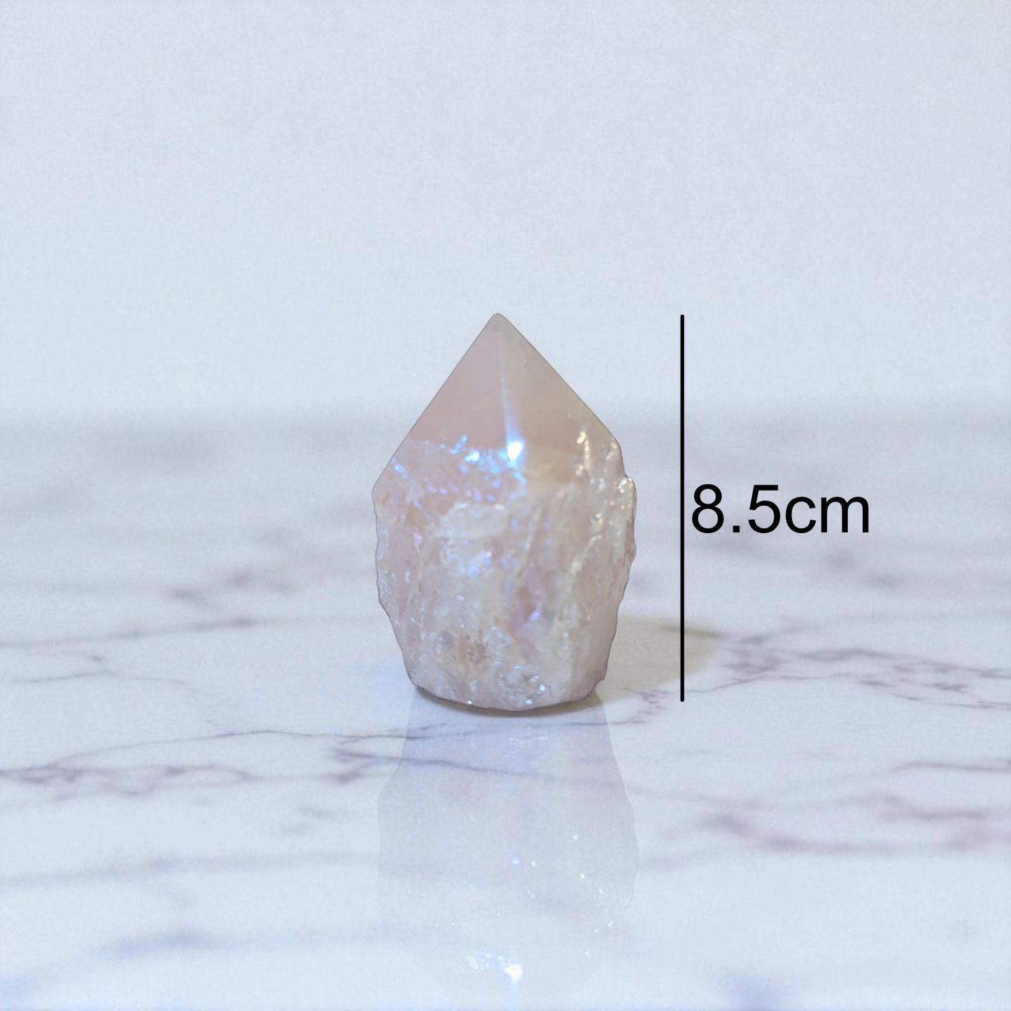 Rose Aura Quartz Point - 8.5cm x 6cm with size