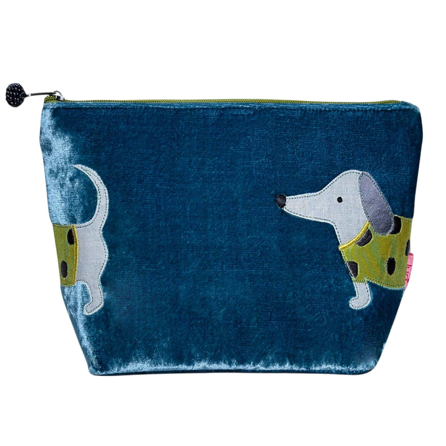 Velvet Dachshund Cosmetic Purse 19cm x 14cm