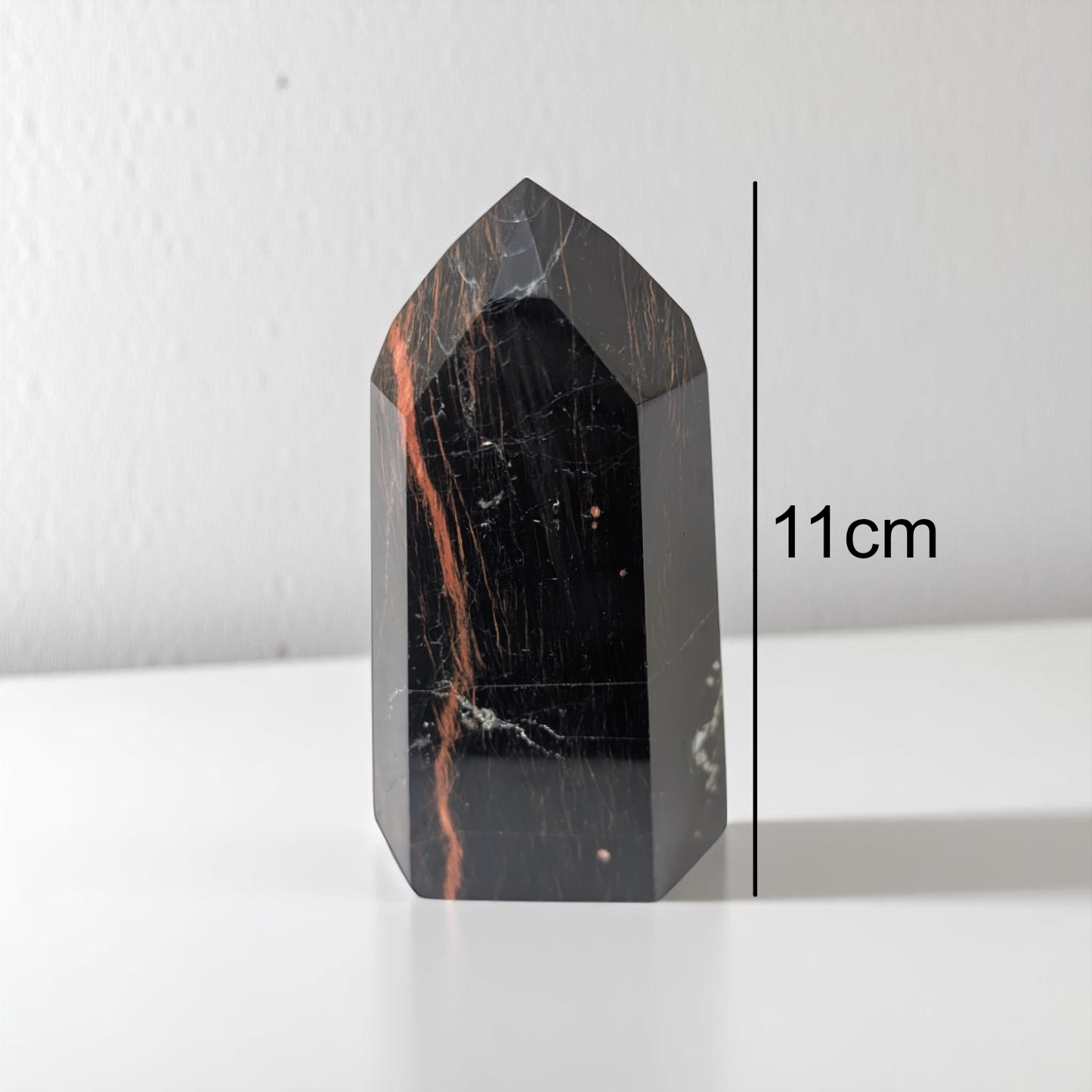 Tourmaline & Iron Obelisk - 11cm tall with size