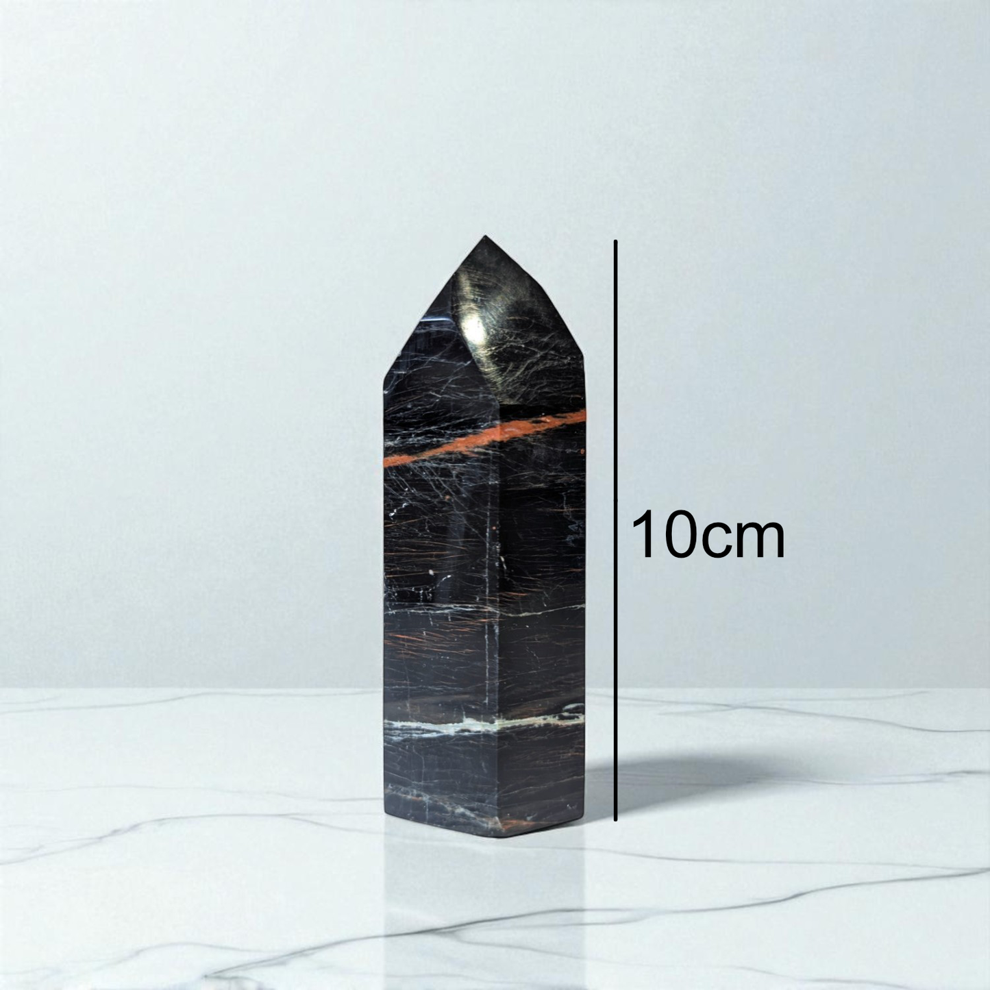 Black Tourmaline, Hematitie & Iron Point - 10cm x 4cm with size