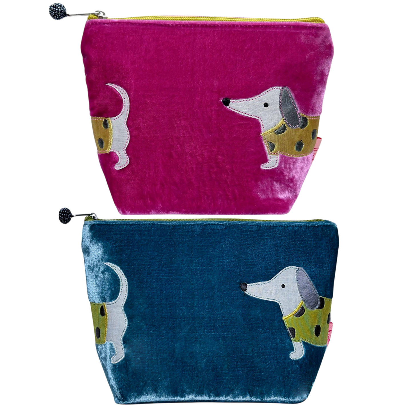 Velvet Dachshund Cosmetic Purse 19cm x 14cm