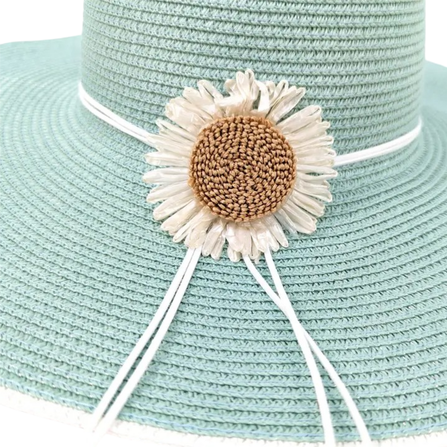 Wide Brim Foldable Hat - Light Green (57cm) close up