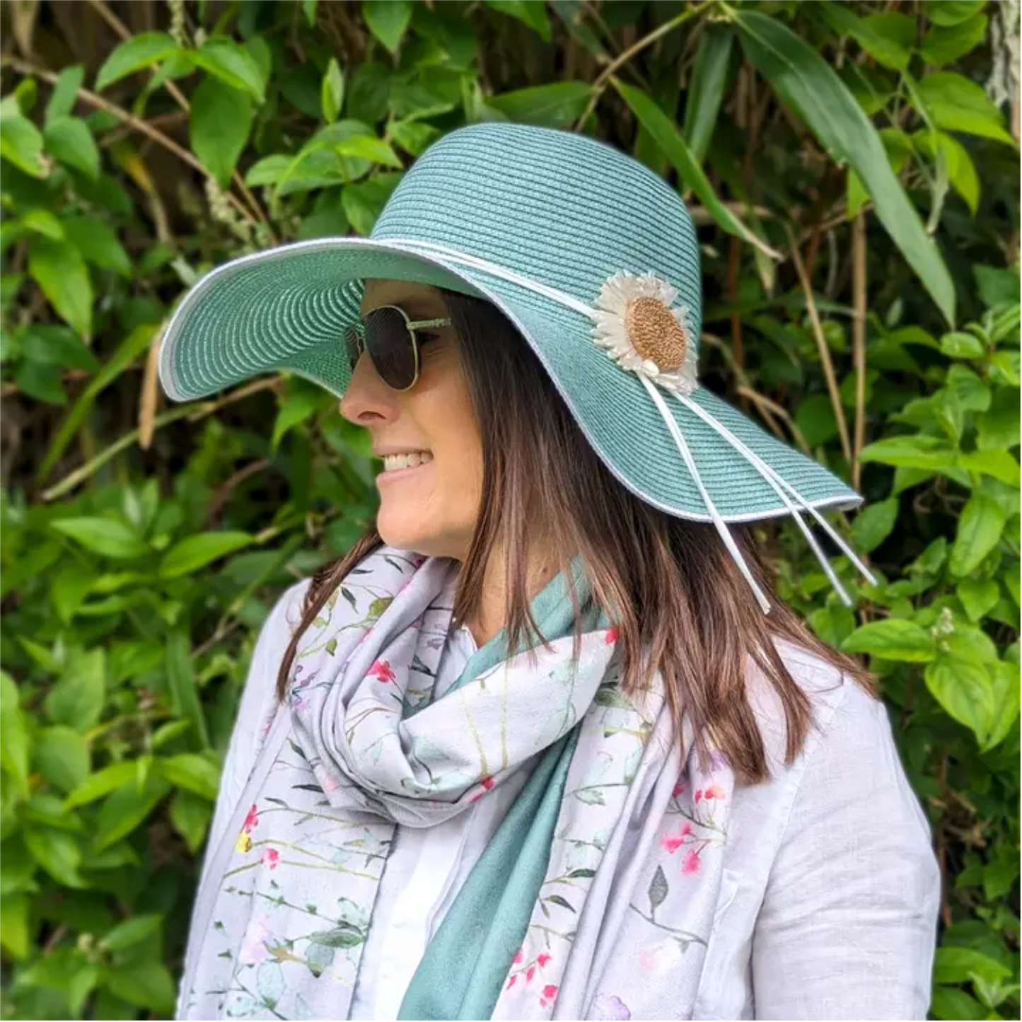 Wide Brim Foldable Hat - Light Green (57cm) on model