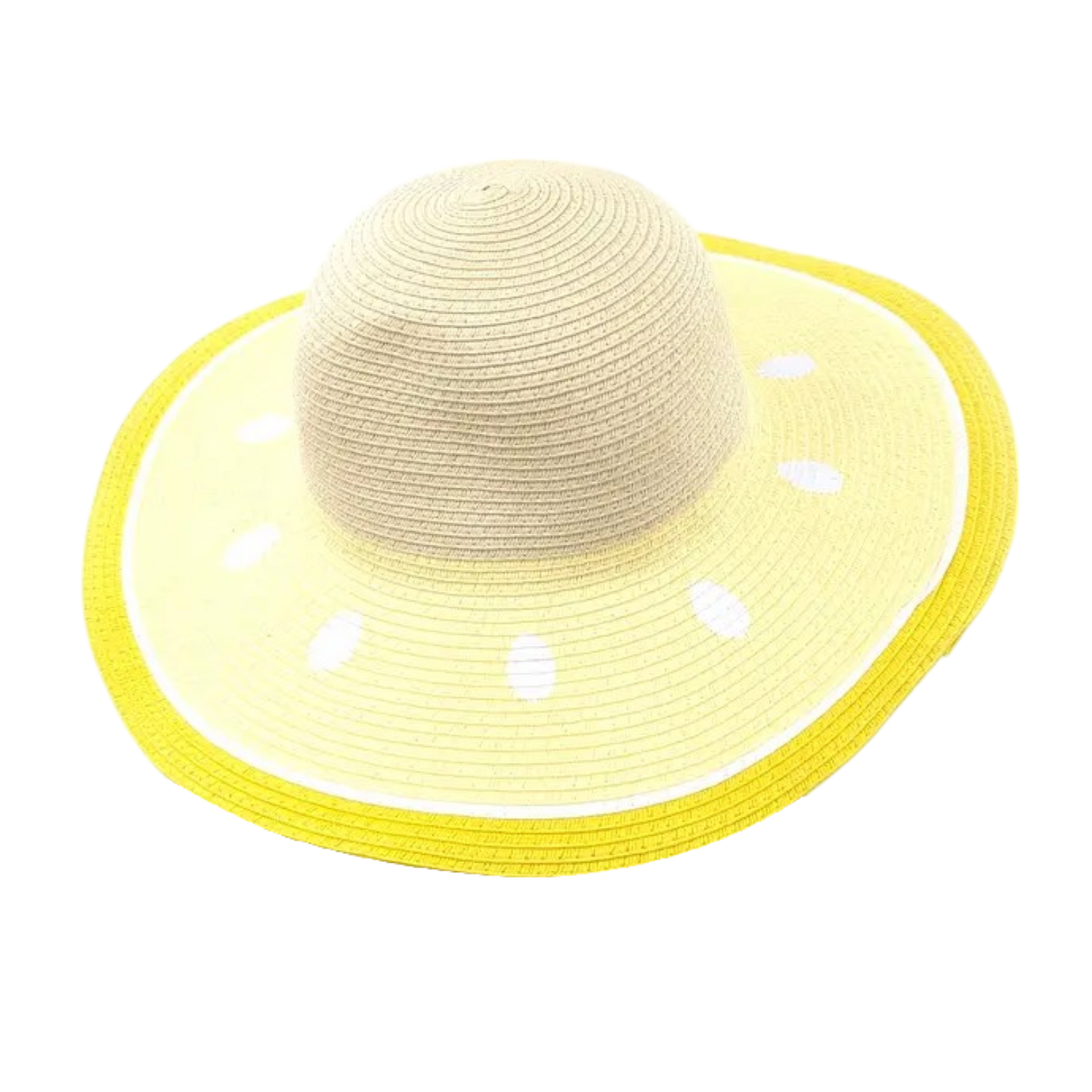 Wide Brim Foldable Sun Hat - Lemon Yellow (57cm)