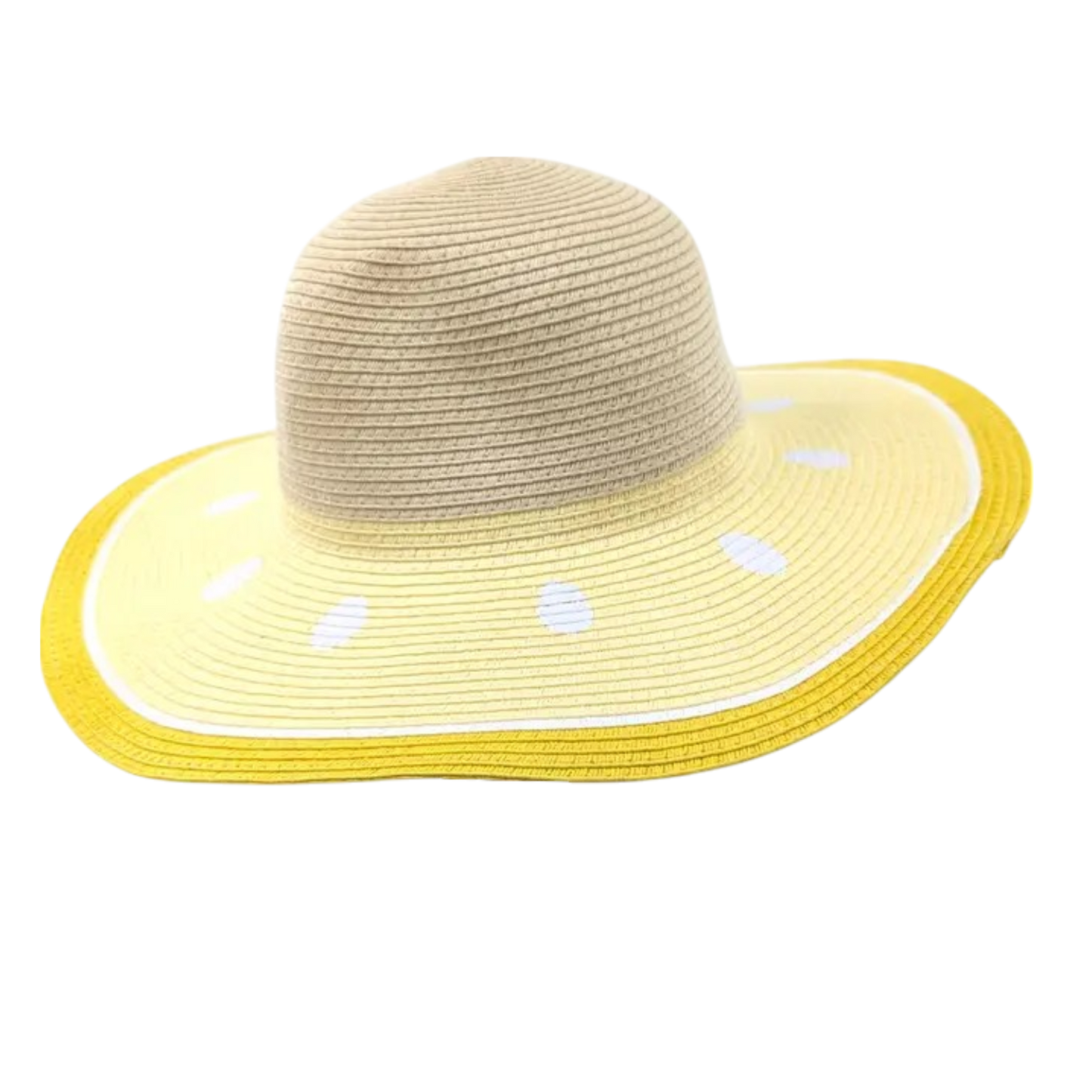 Wide Brim Foldable Sun Hat - Lemon Yellow (57cm) side
