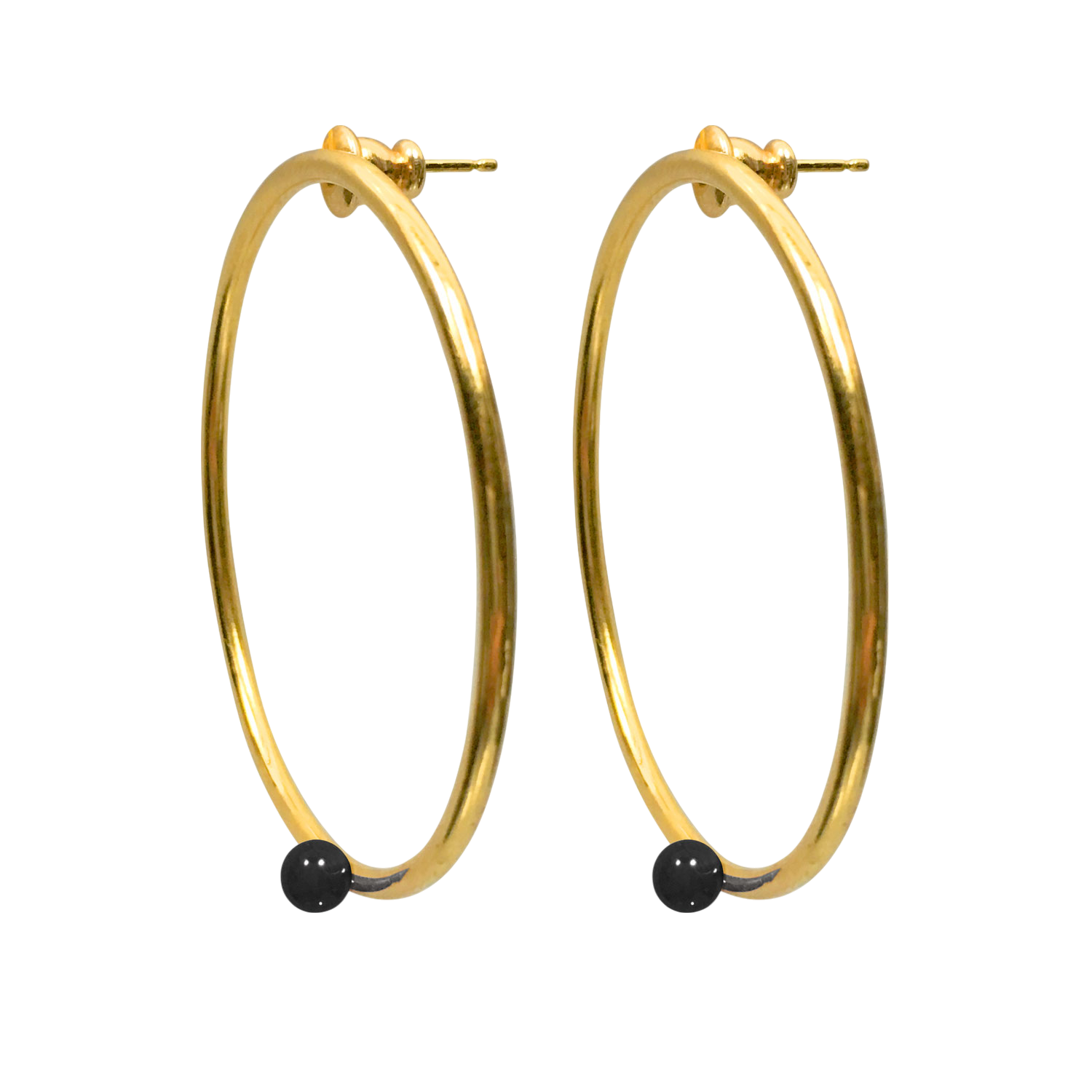 Black Onyx Hoop Earrings side