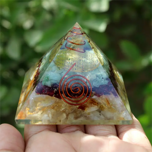Black Tourmaline, Citrine & Blue Agate Organite Pyramid