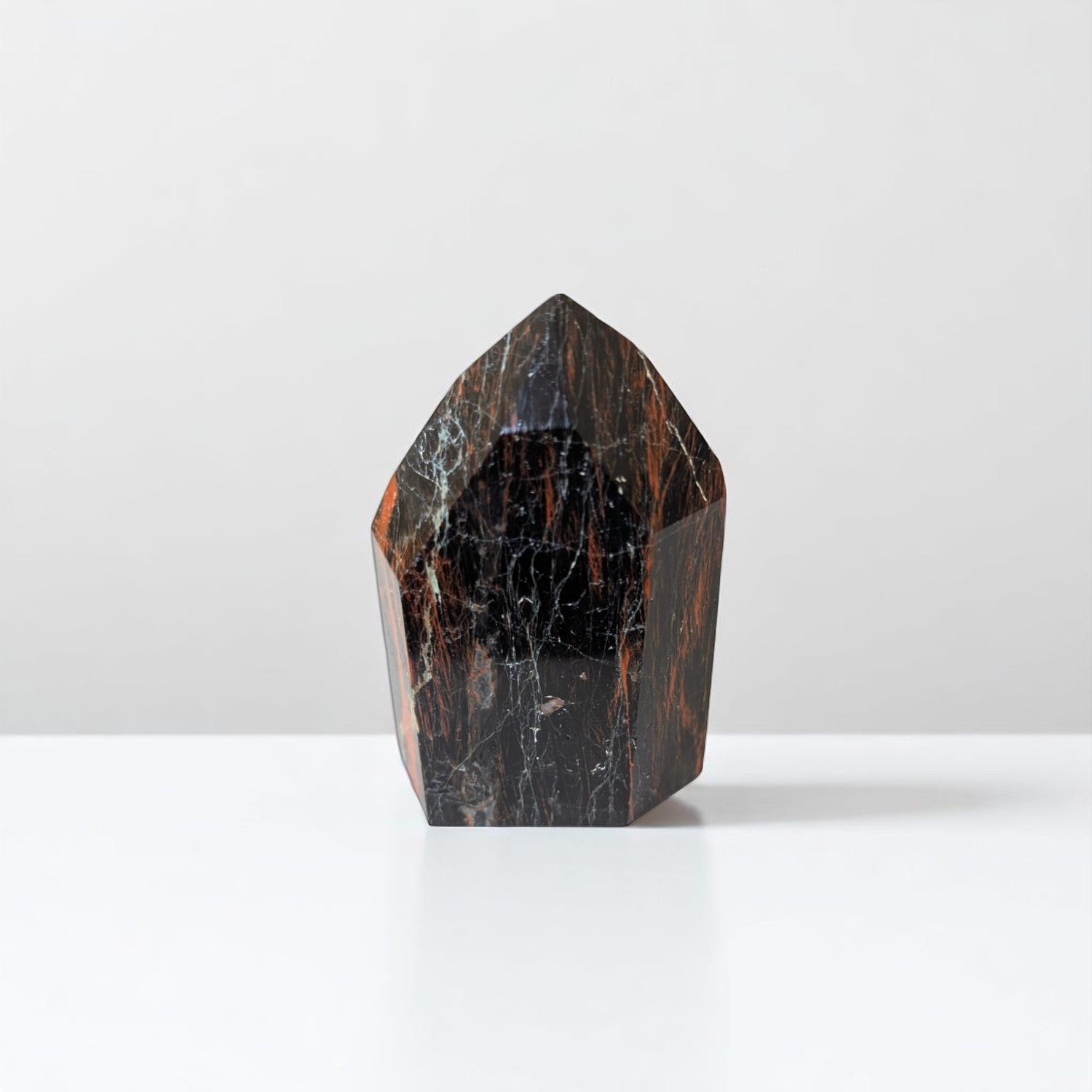Black Tourmaline & Hematite on marble