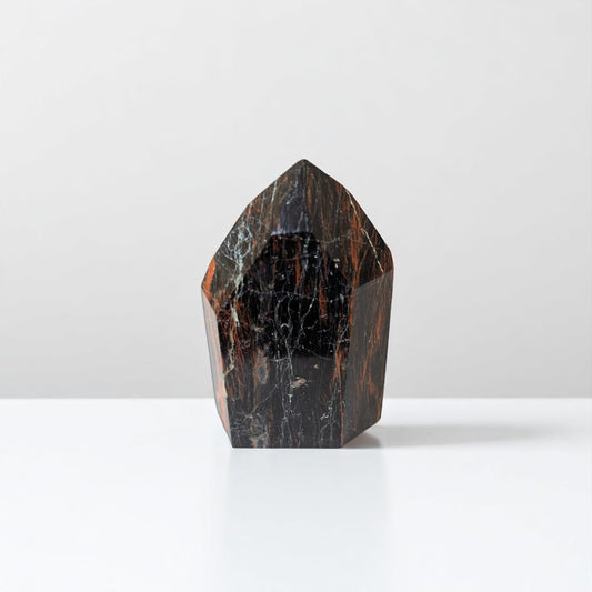 Black Tourmaline & Hematite on marble