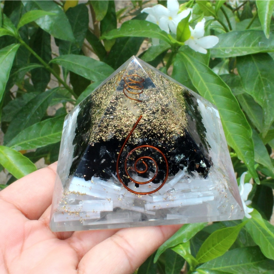 Black Tourmaline & Selenite Orgonite