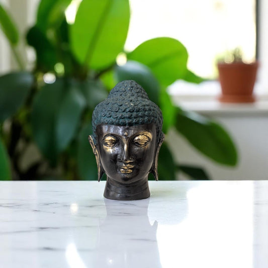Brass Buddha Head - 10cm tall