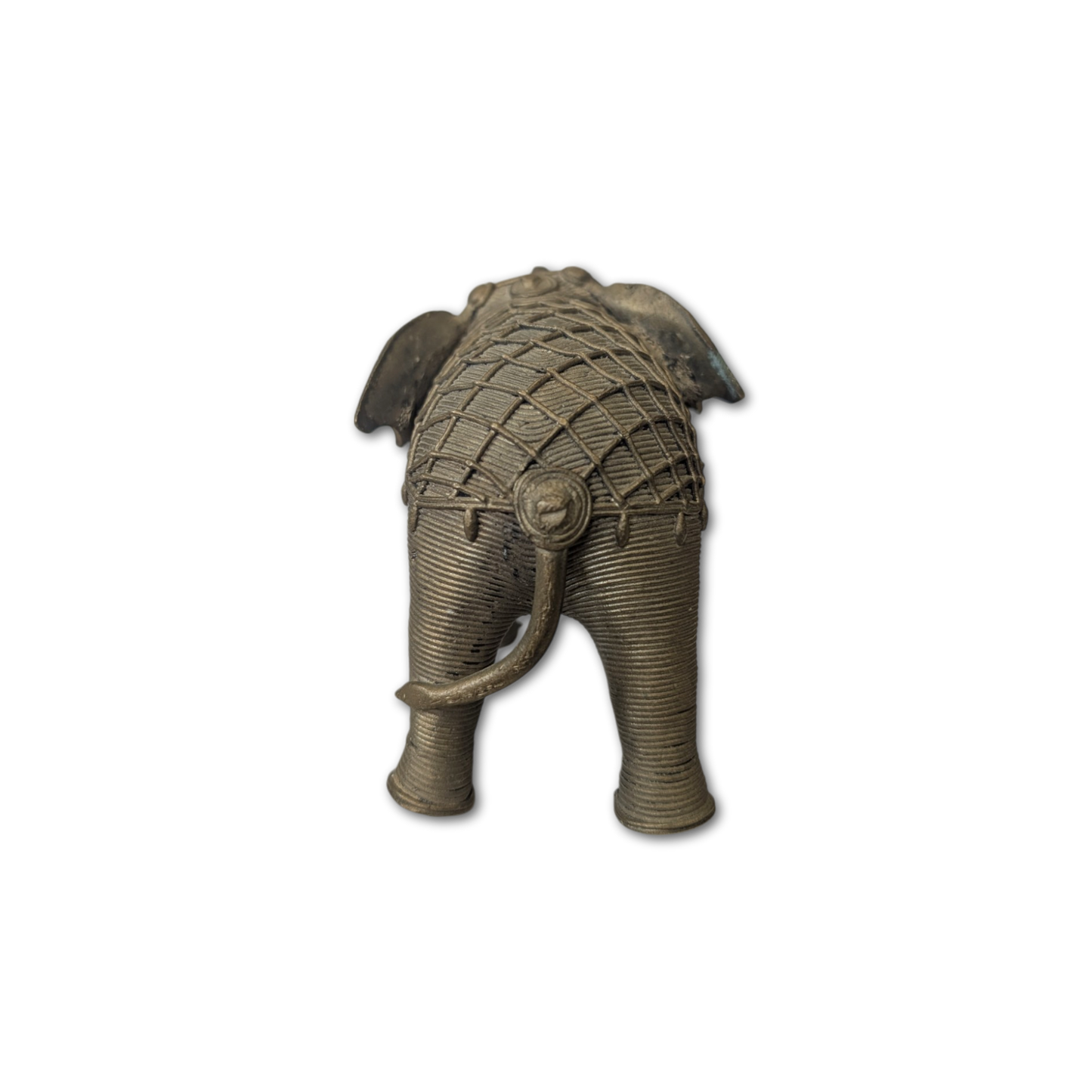 Aged Brass Dokra Elephant Figurine from India