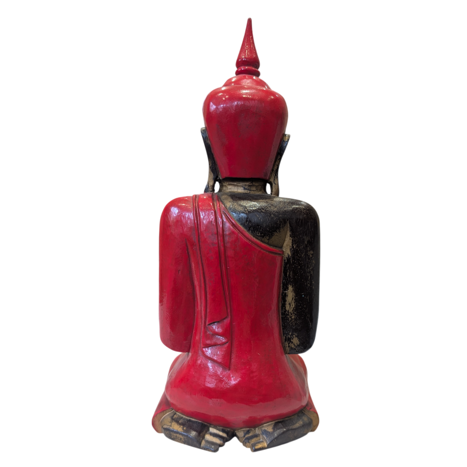 Carved wooden buddha red back