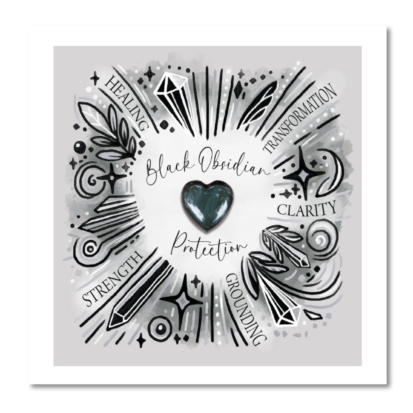 Crystal Greeting Cards - Black Obsidian