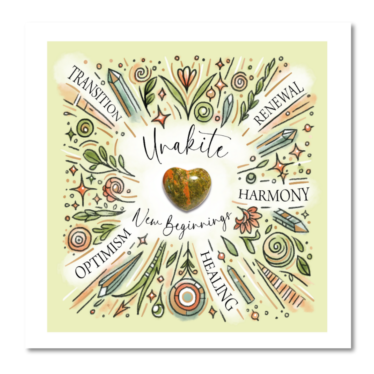 Crystal Greeting Cards - Unakite