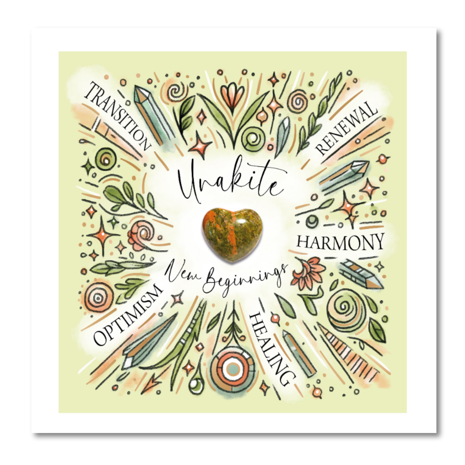 Crystal Greeting Cards - Unakite