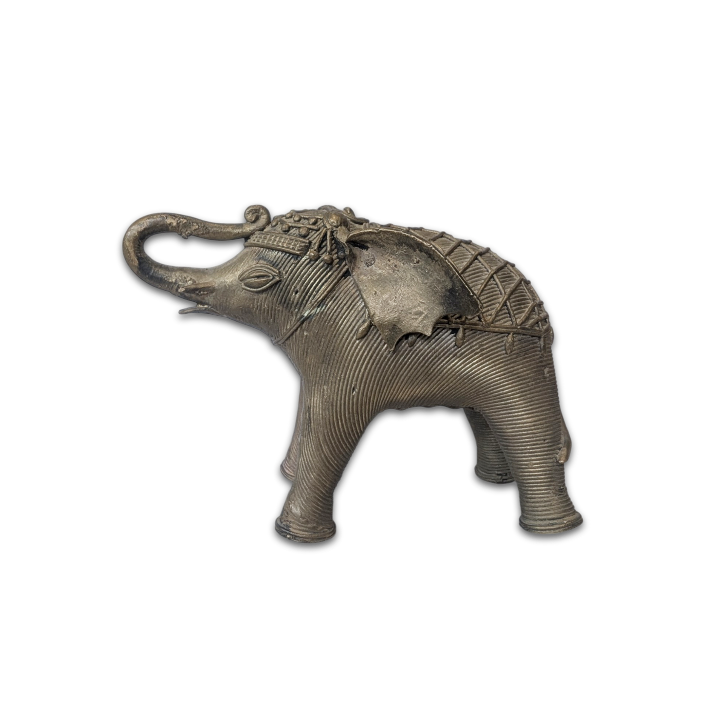 Aged Brass Dokra Elephant Figurine from India
