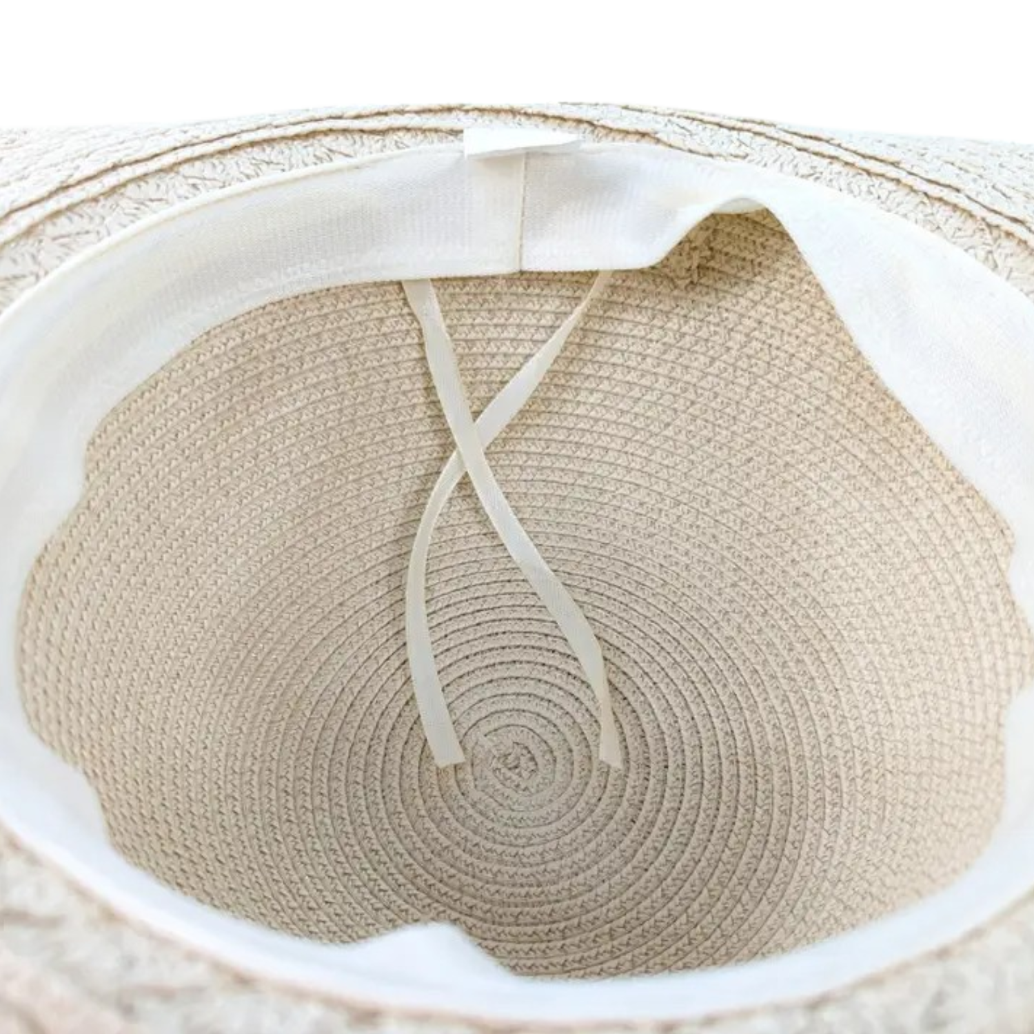 Folding Wide Brim Travel Sun Hat - Pink Beaded Band (57cm) inside
