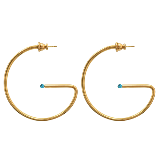 G Earrings with Turquoise - Handmade