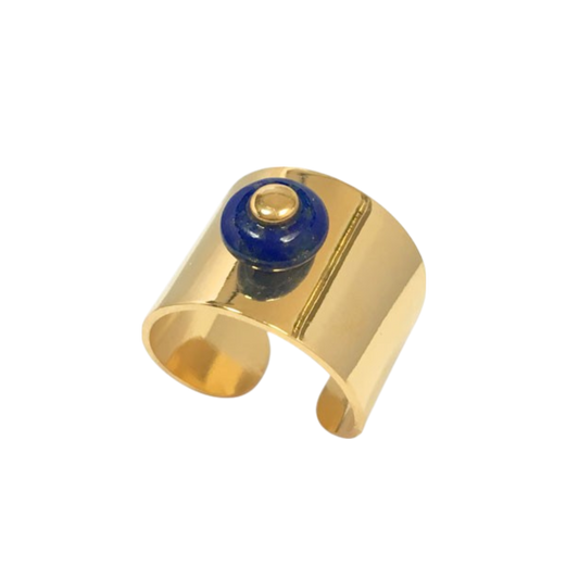 Handmade Lapis Lazuli Disc Ring Side