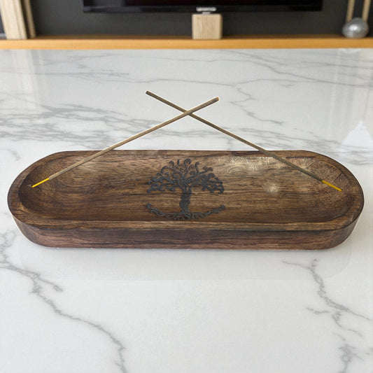 Large Wood Tree of Life Incense Holder